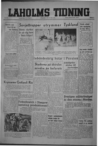 Förstasidan, Fredag 29 november 1946