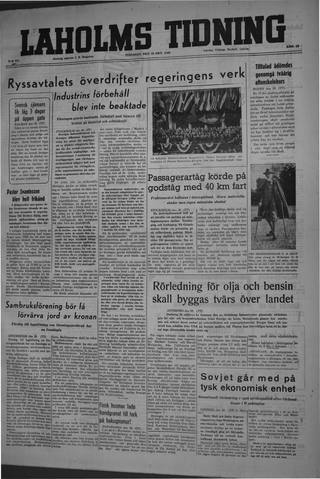 Förstasidan, Tisdag 29 oktober 1946