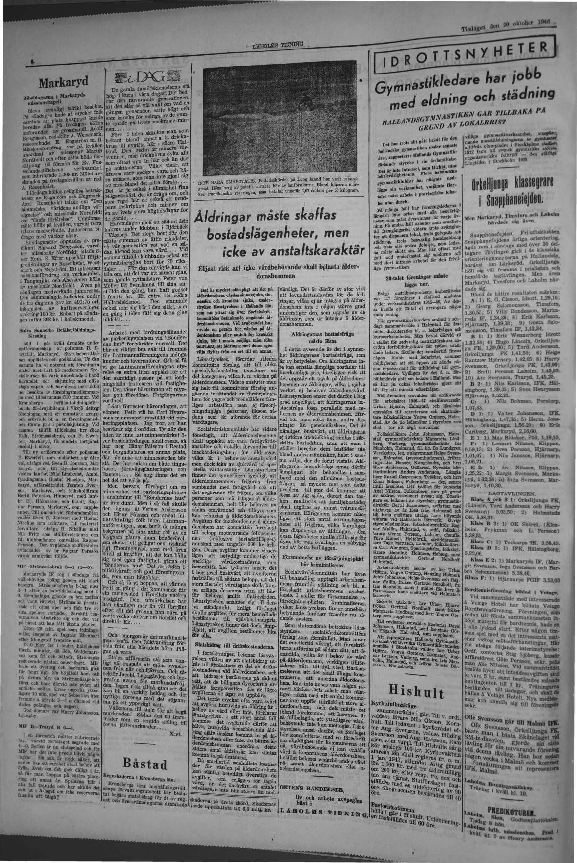 Laholms Tidning Tisdag 29 oktober 1946, sida 4