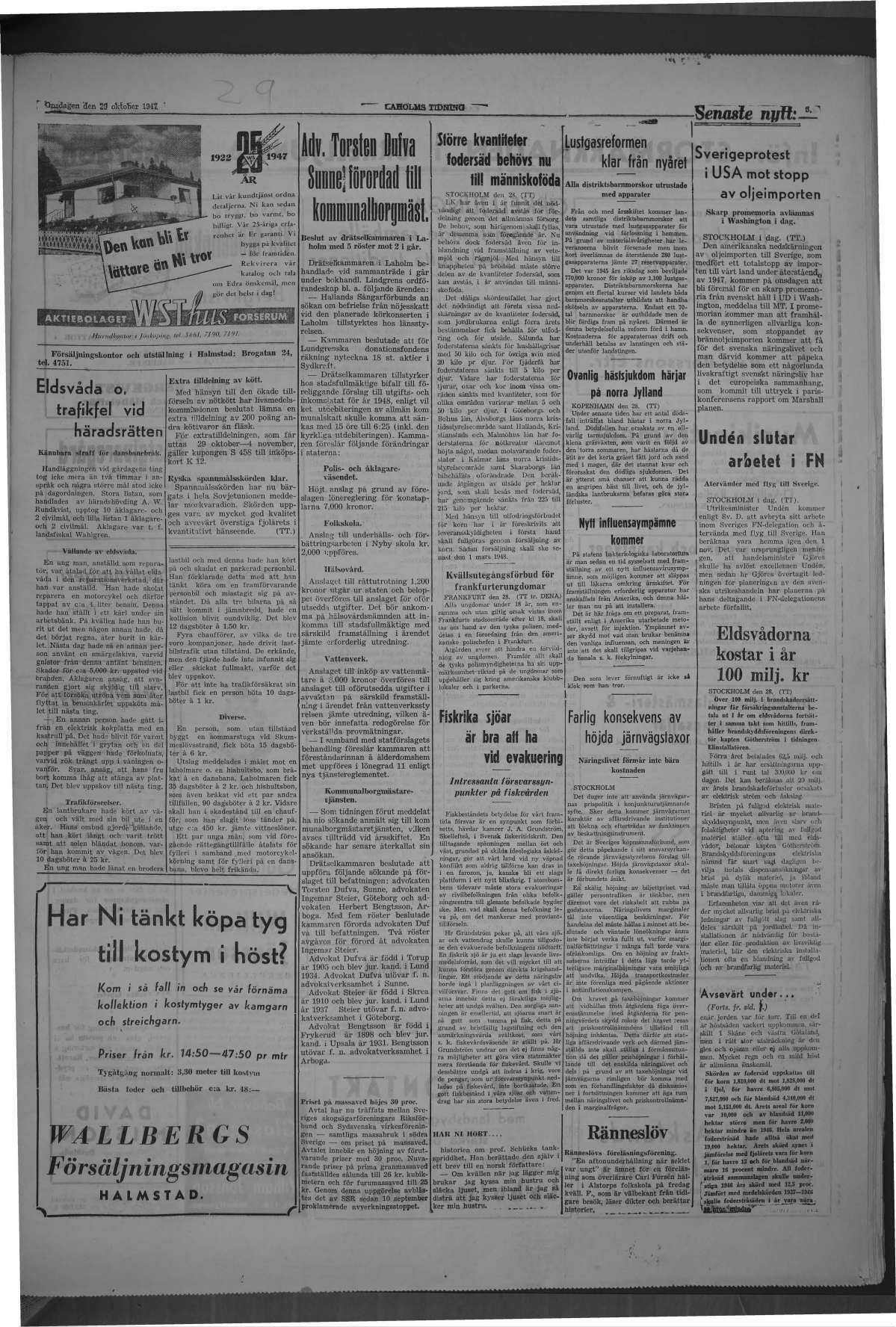 Laholms Tidning Onsdag 29 oktober 1947, sida 3