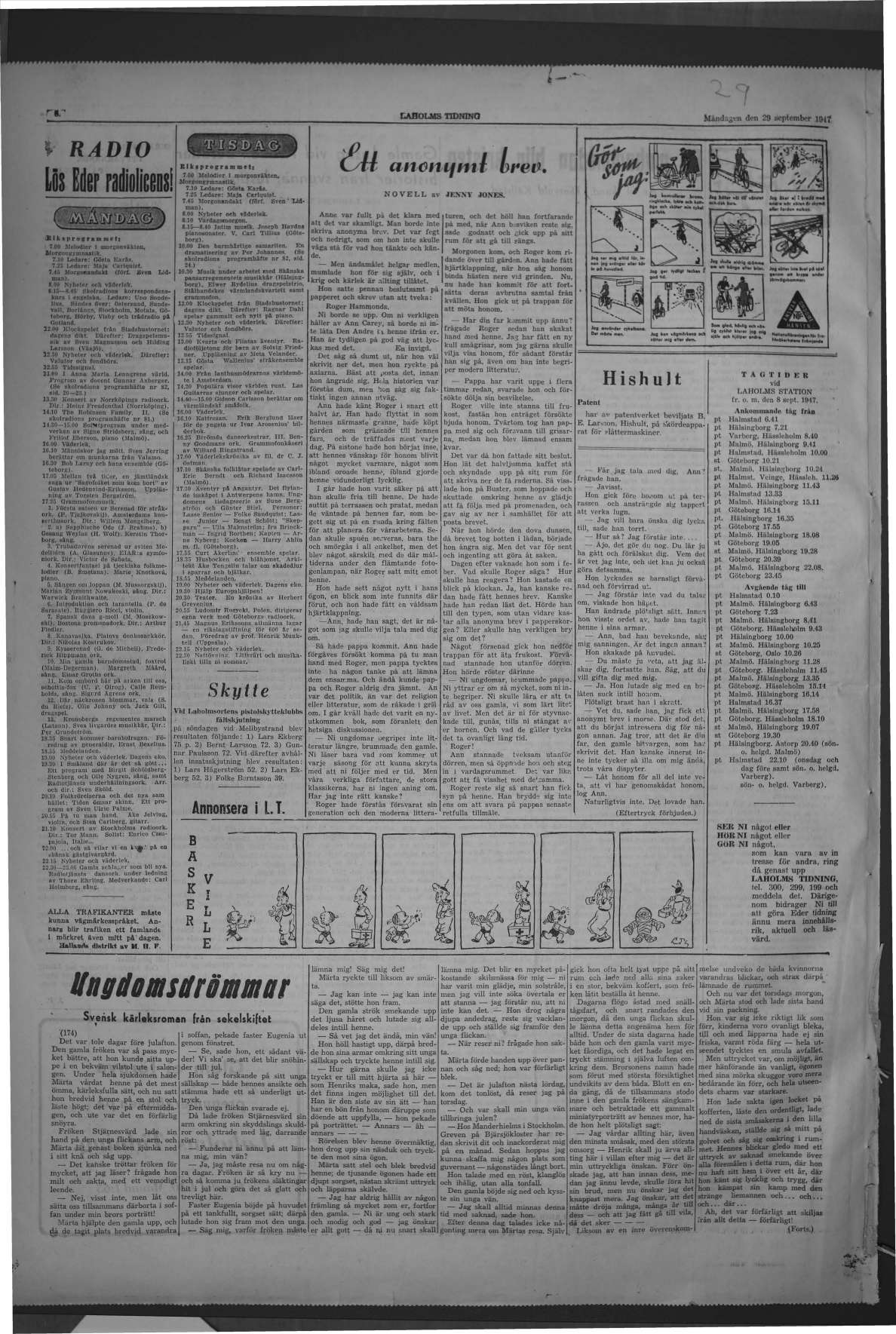 Laholms Tidning Måndag 29 september 1947, sida 8