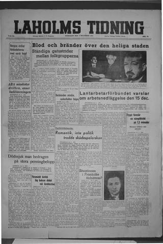 Förstasidan, Onsdag 3 december 1947