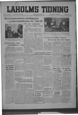 Förstasidan, Tisdag 29 mars 1949
