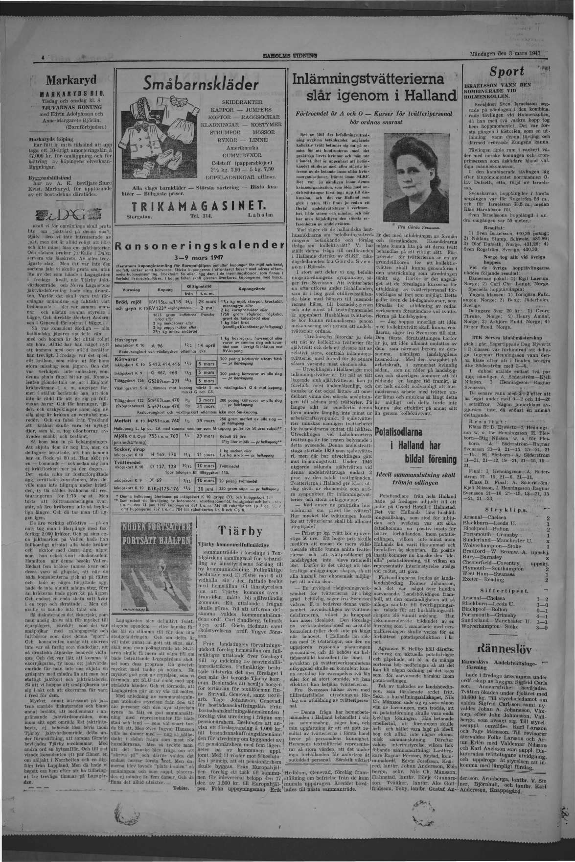 Laholms Tidning Måndag 3 mars 1947, sida 4