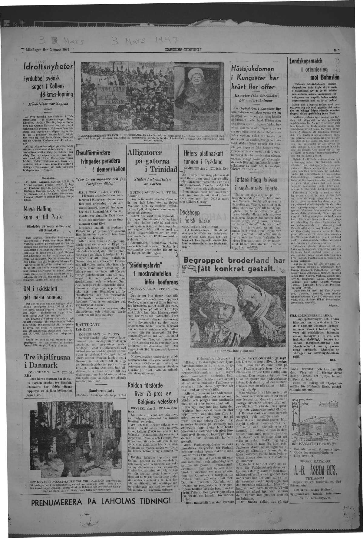 Laholms Tidning Måndag 3 mars 1947, sida 5