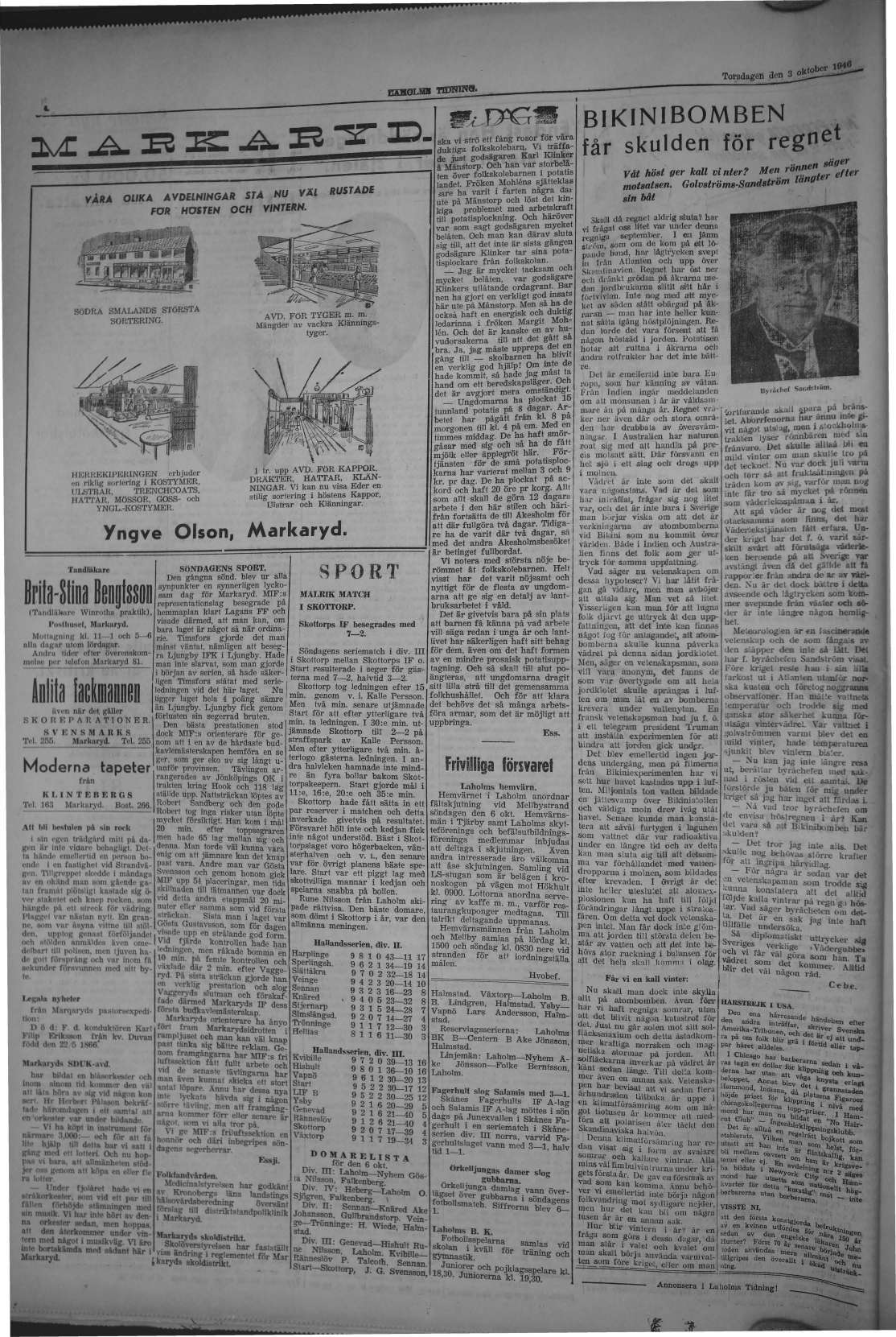 Laholms Tidning Torsdag 3 oktober 1946, sida 4