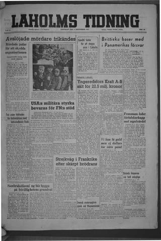 Förstasidan, Onsdag 3 september 1947