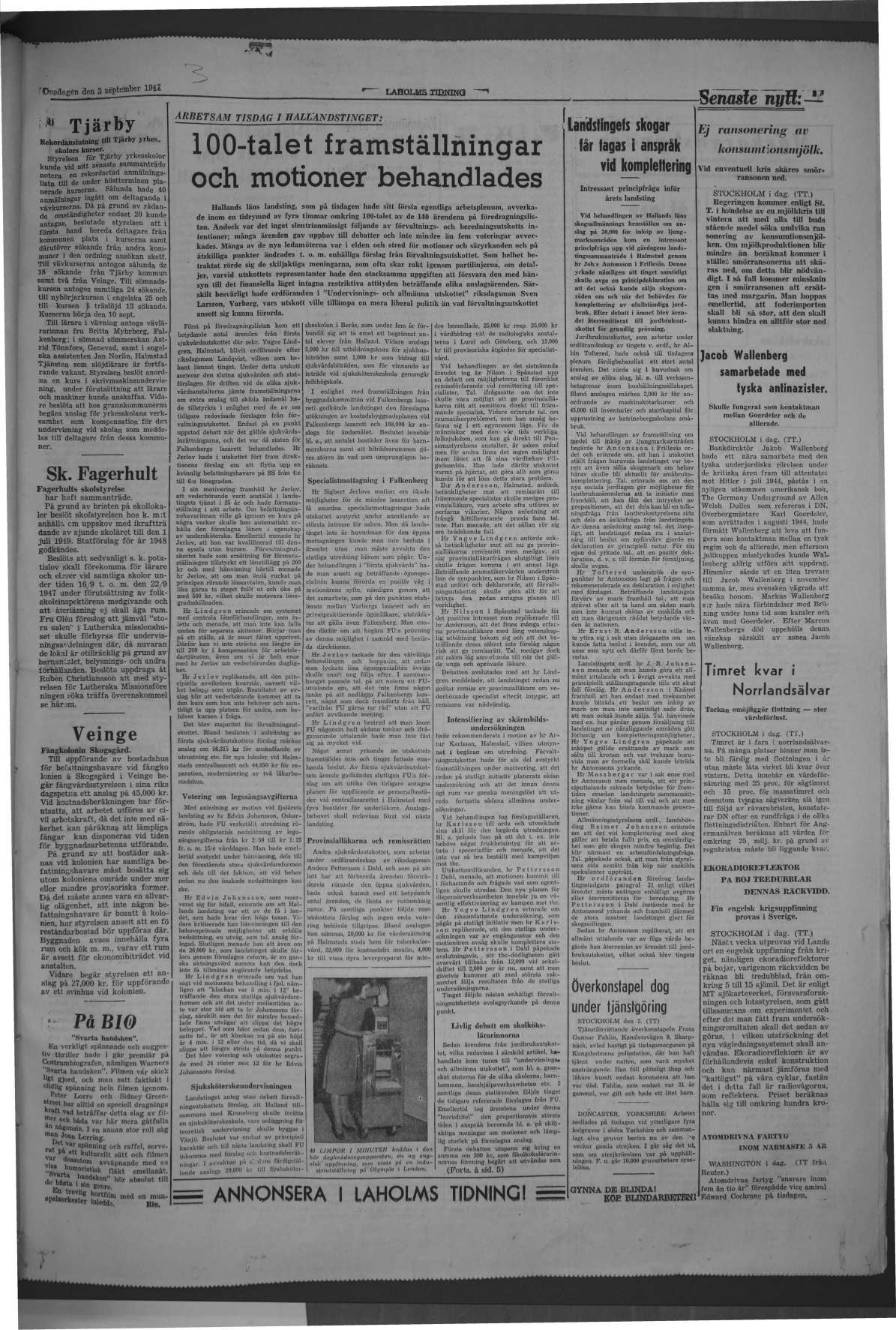 Laholms Tidning Onsdag 3 september 1947, sida 3