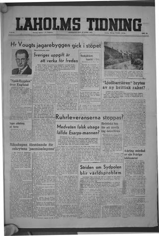 Förstasidan, Onsdag 30 april 1947