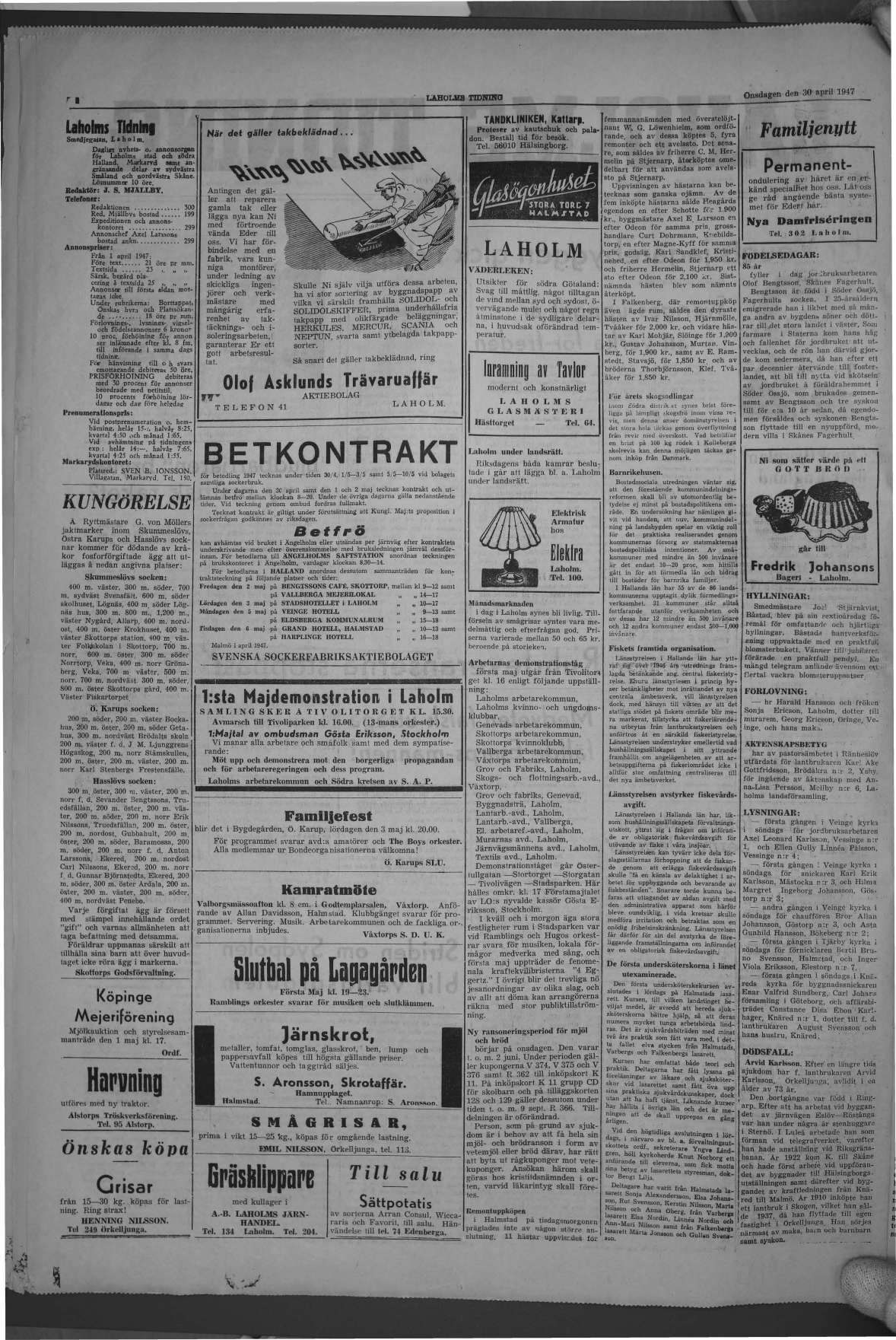 Laholms Tidning Onsdag 30 april 1947, sida 2