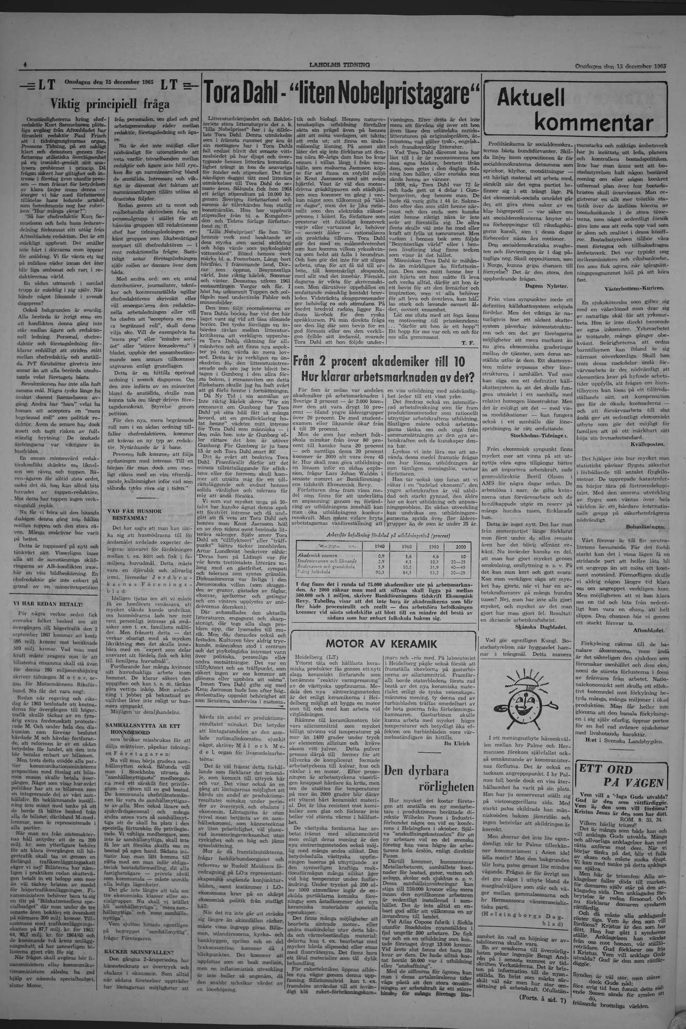 Laholms Tidning Onsdag 15 december 1965, sida 4