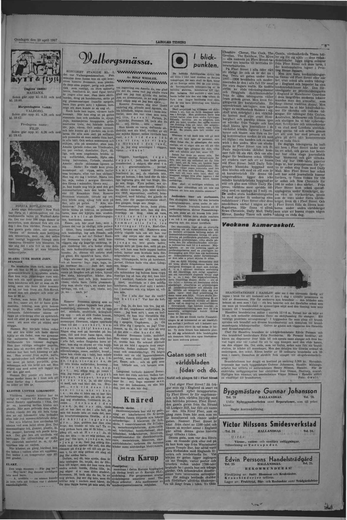 Laholms Tidning Onsdag 30 april 1947, sida 5