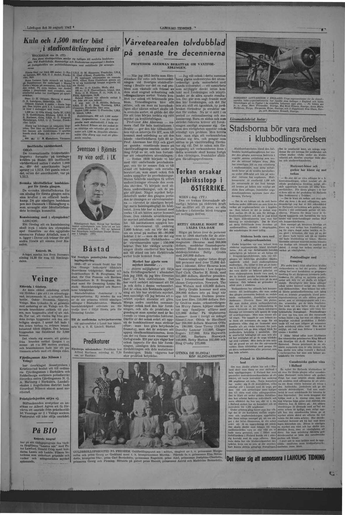 Laholms Tidning Lördag 30 augusti 1947, sida 5