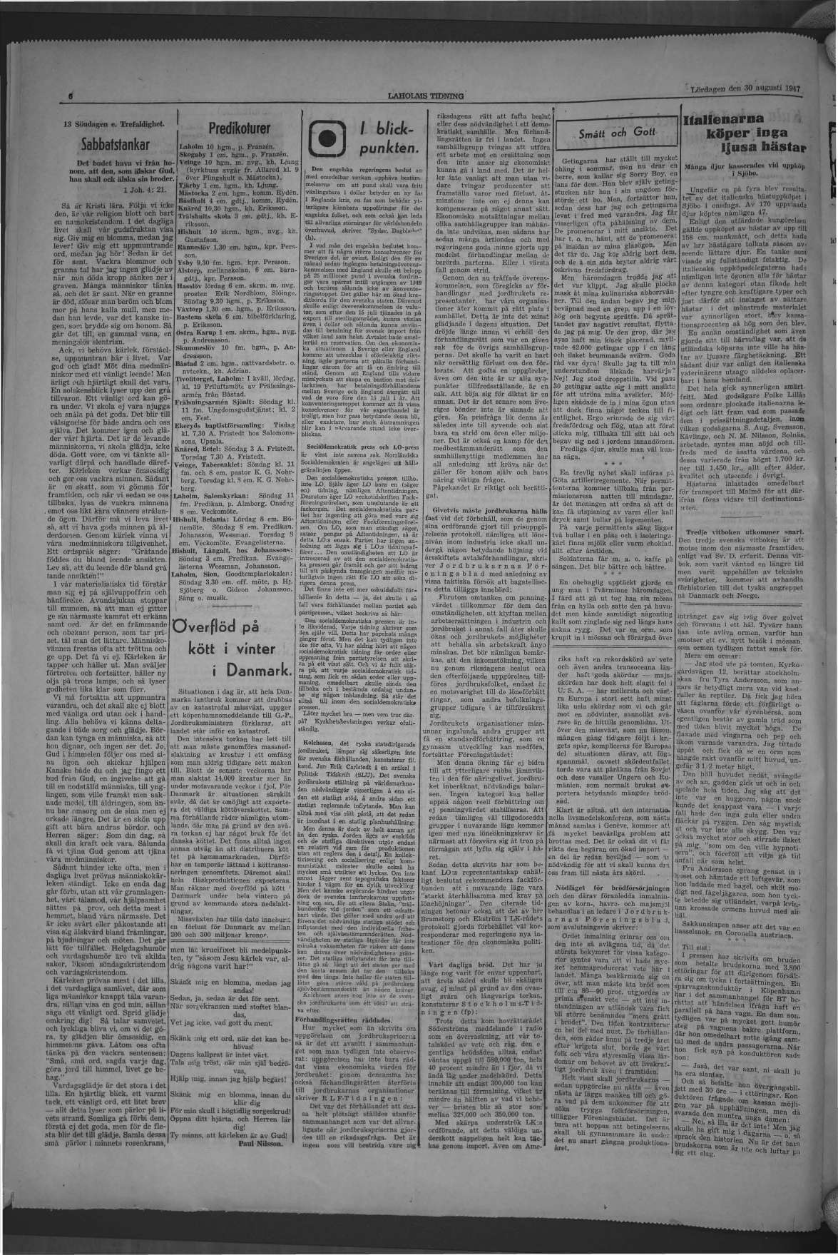 Laholms Tidning Lördag 30 augusti 1947, sida 6