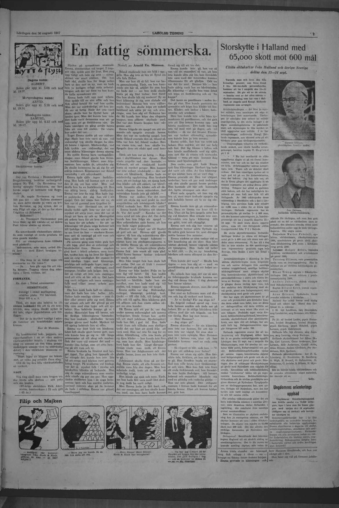 Laholms Tidning Lördag 30 augusti 1947, sida 7