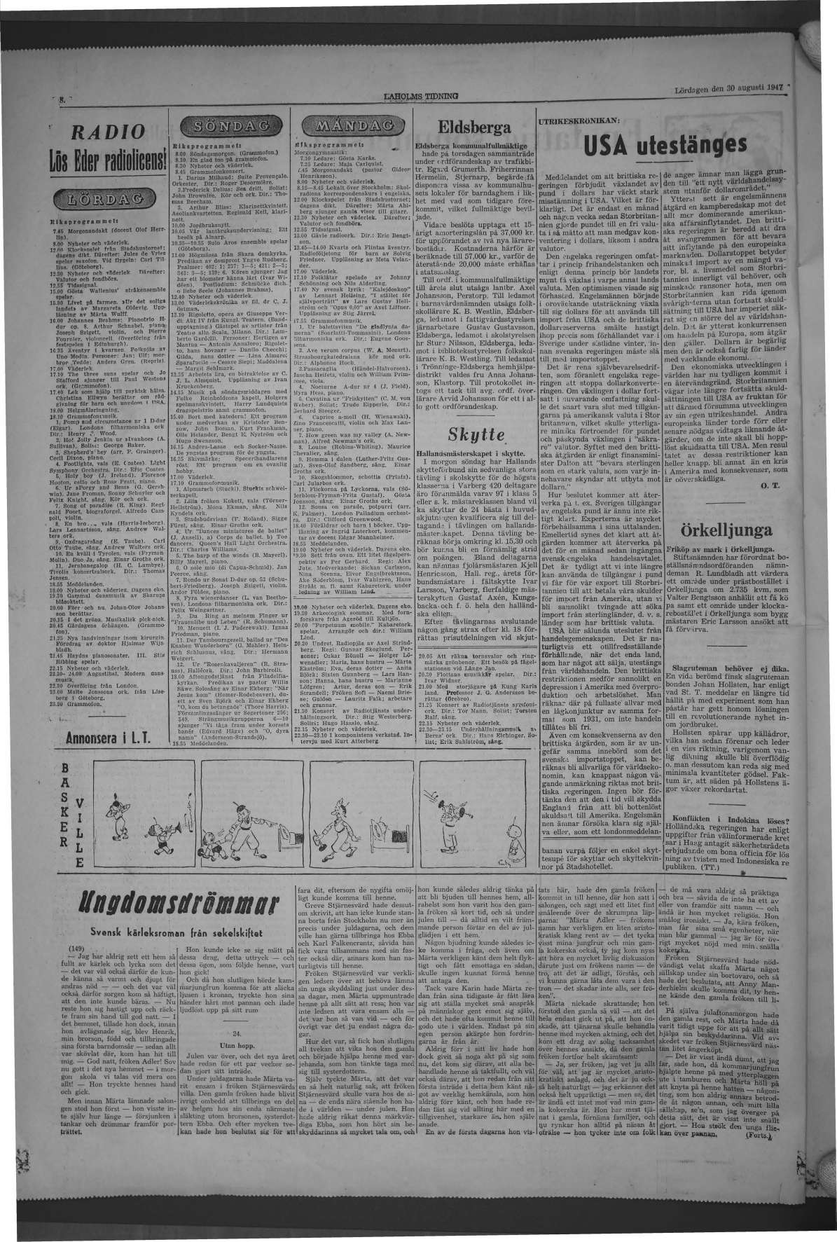 Laholms Tidning Lördag 30 augusti 1947, sida 8
