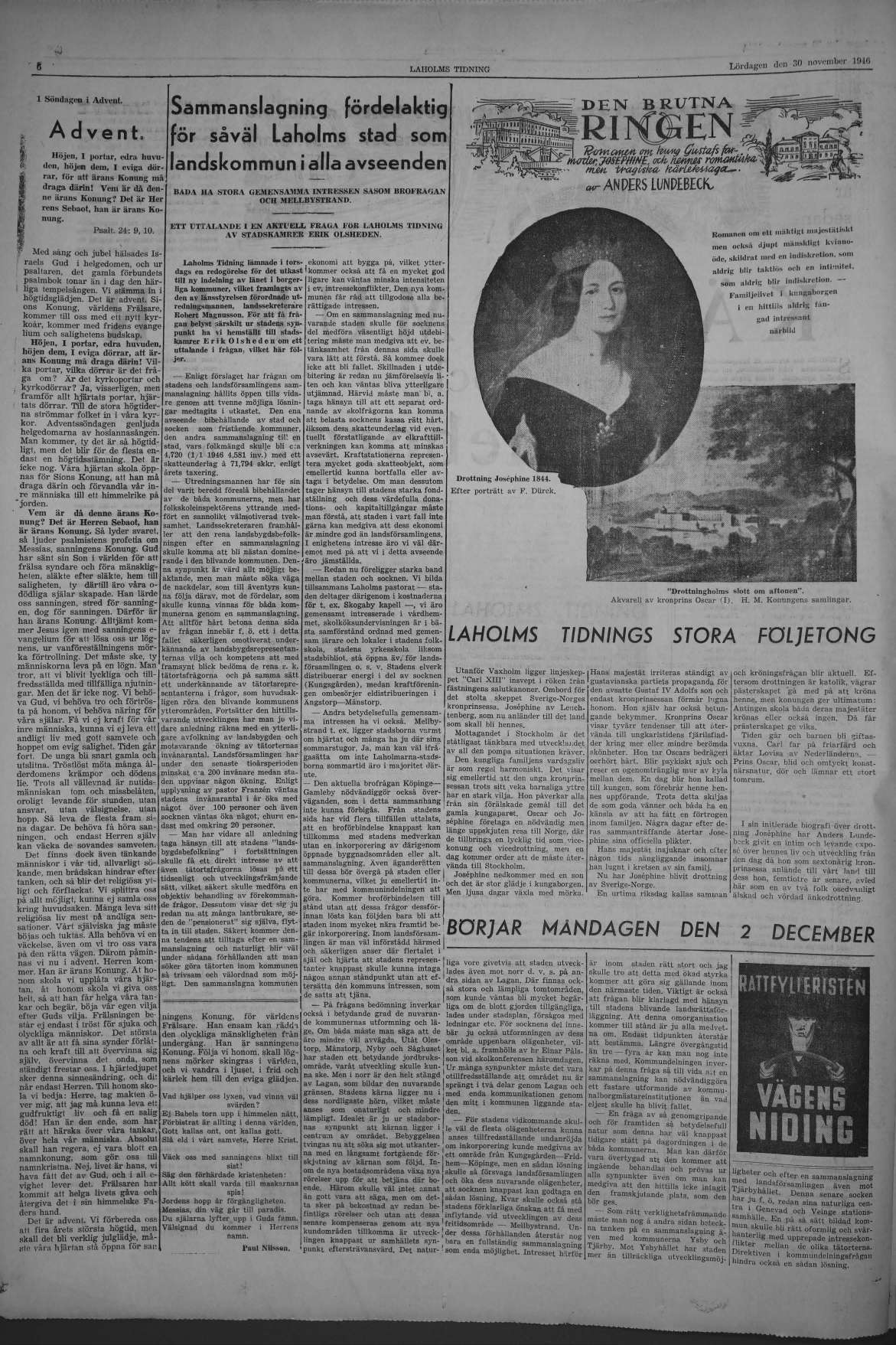 Laholms Tidning Lördag 30 november 1946, sida 6