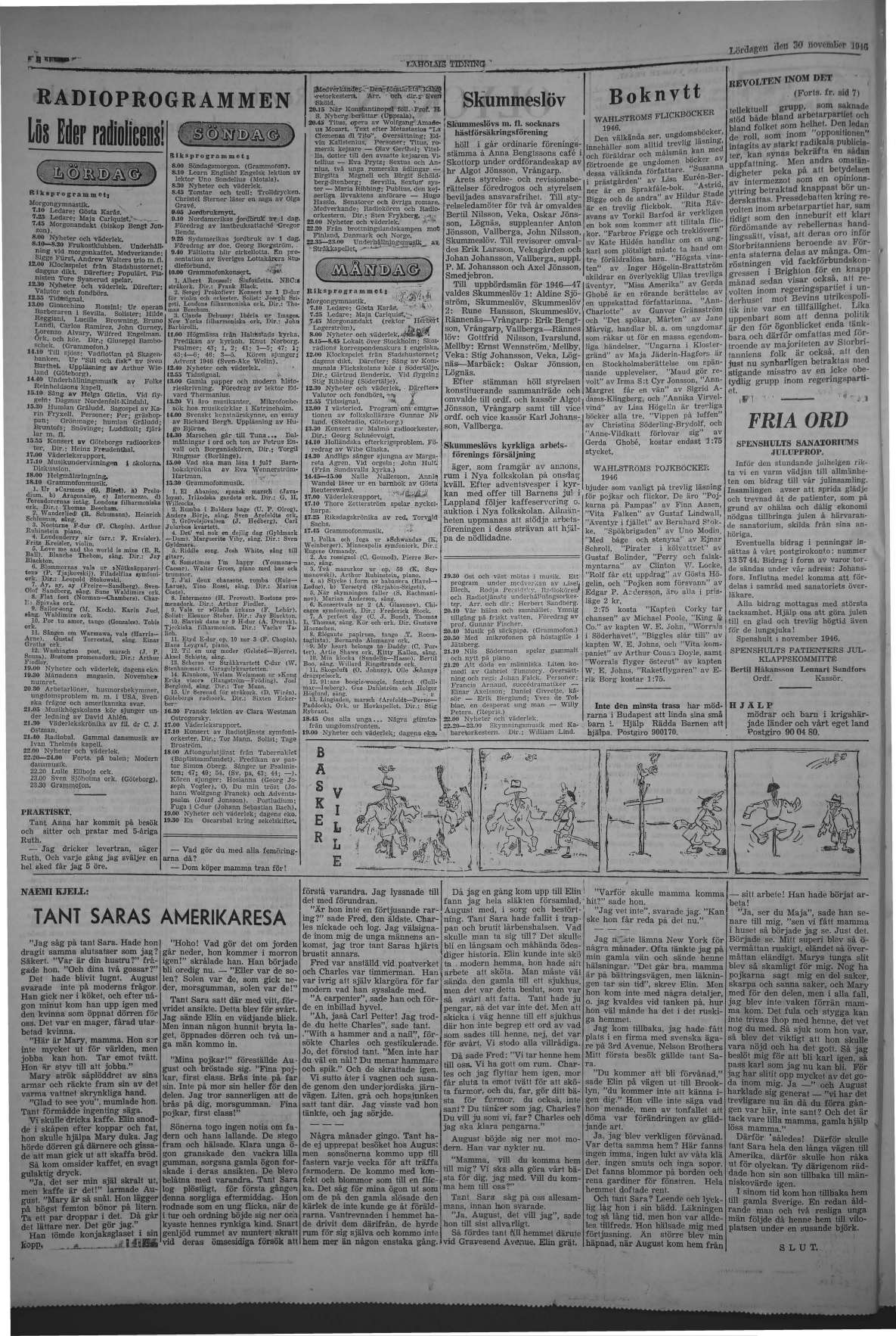 Laholms Tidning Lördag 30 november 1946, sida 8