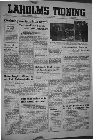 Förstasidan, Onsdag 30 oktober 1946