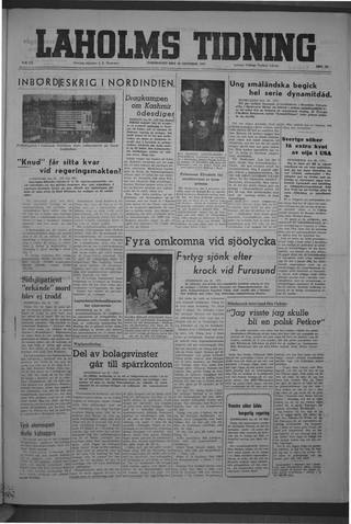 Förstasidan, Torsdag 30 oktober 1947