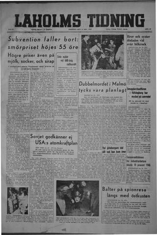 Förstasidan, Tisdag 31 december 1946