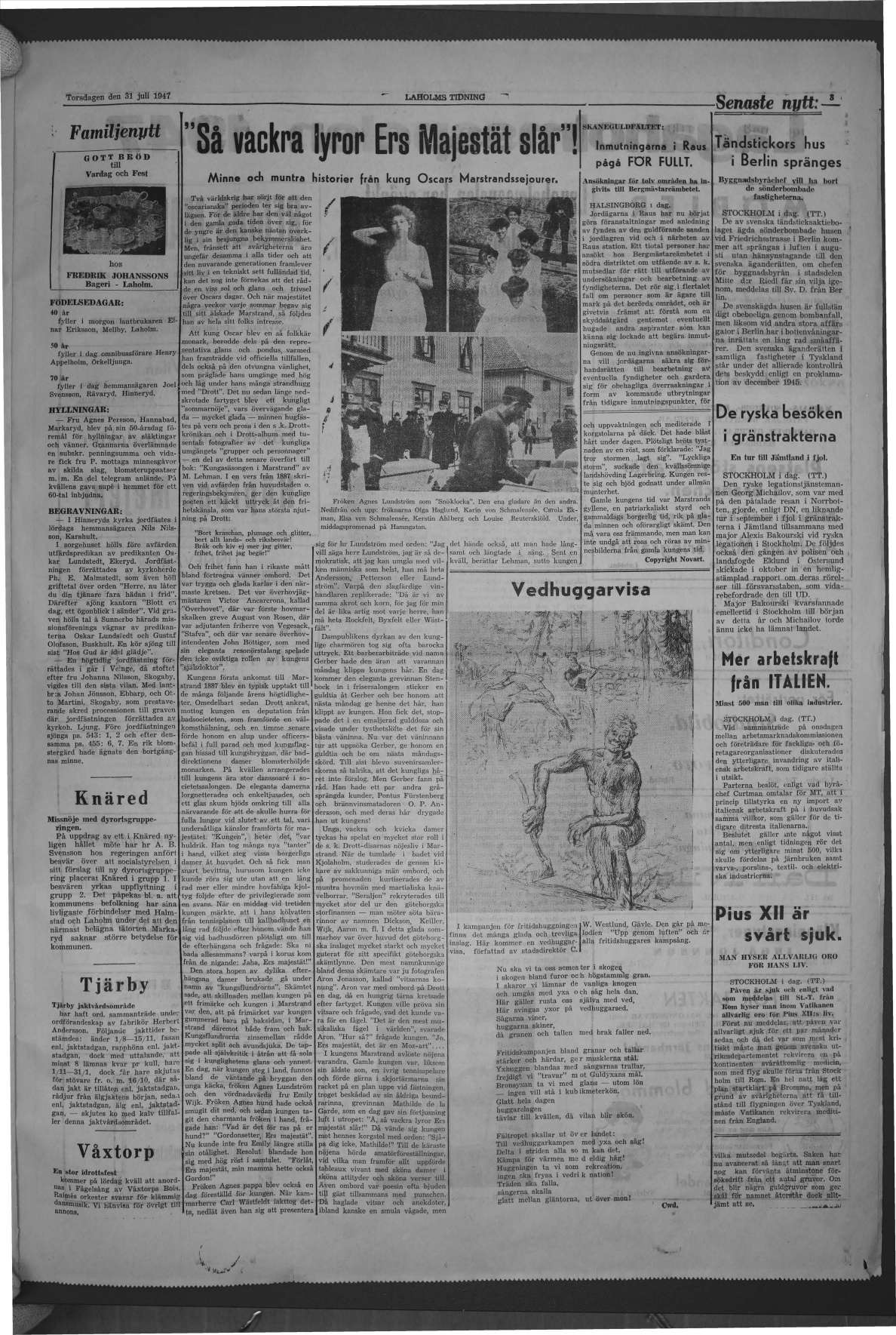 Laholms Tidning Torsdag 31 juli 1947, sida 3