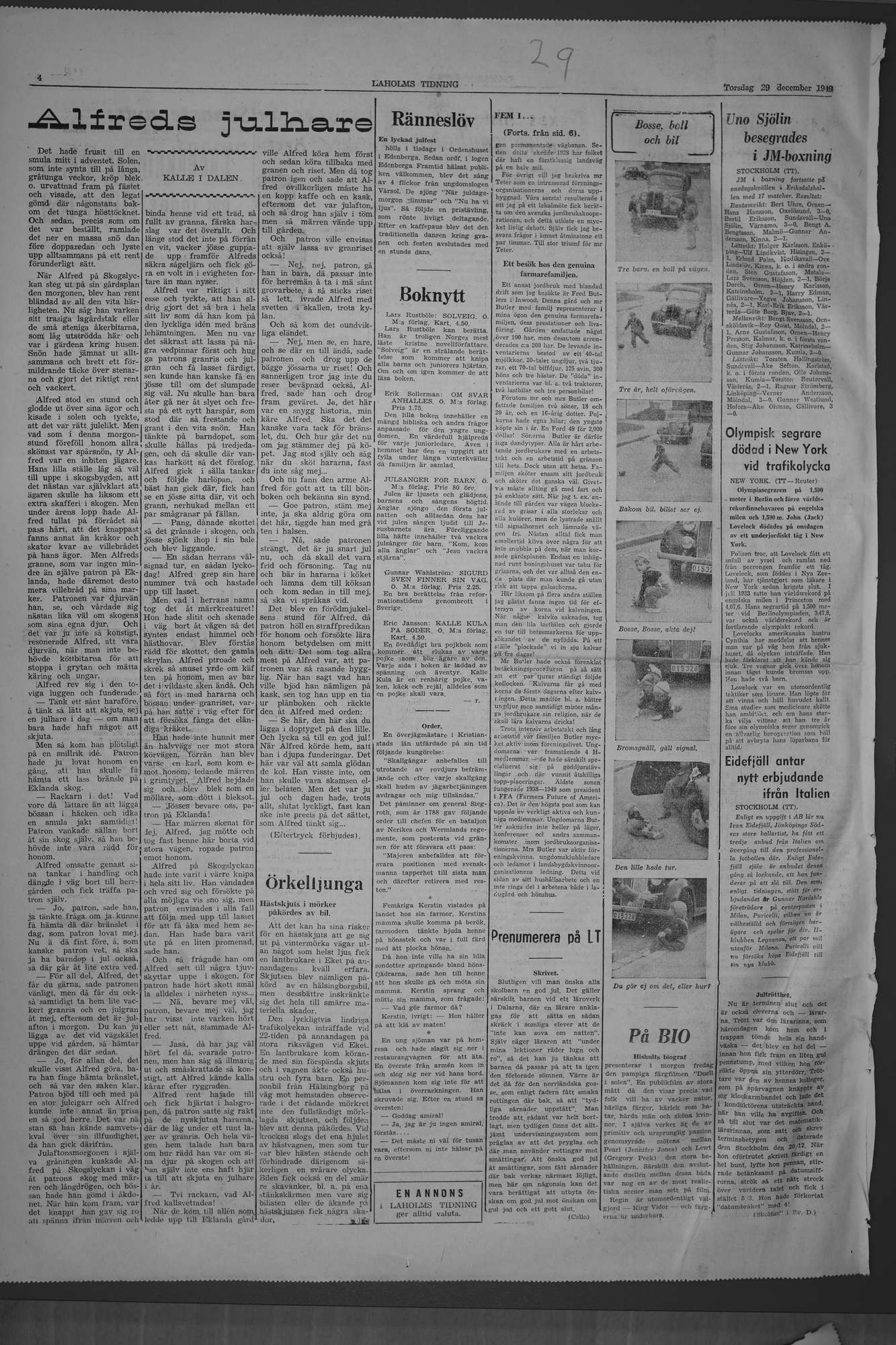 Laholms Tidning Torsdag 29 december 1949, sida 4