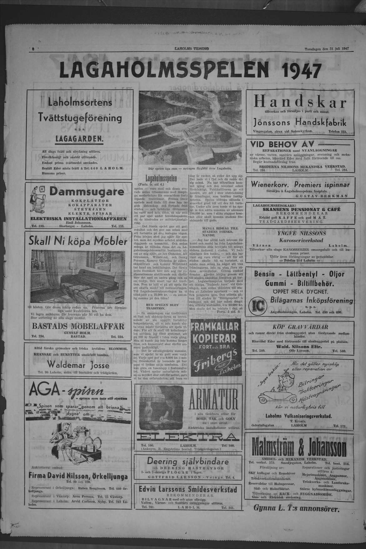 Laholms Tidning Torsdag 31 juli 1947, sida 6