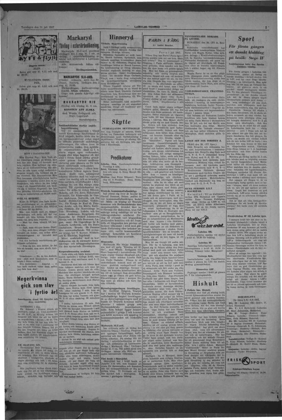 Laholms Tidning Torsdag 31 juli 1947, sida 7