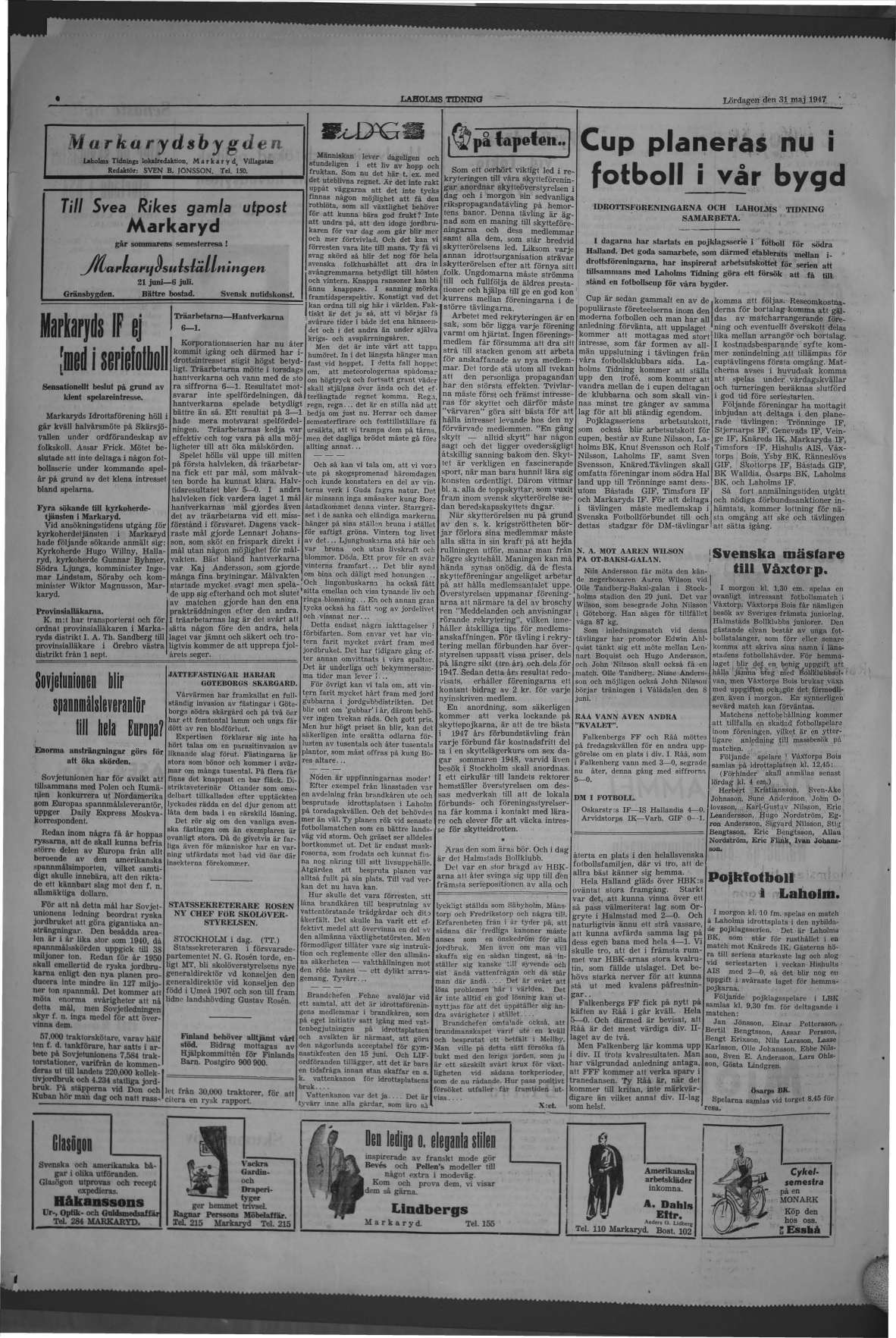Laholms Tidning Lördag 31 maj 1947, sida 4