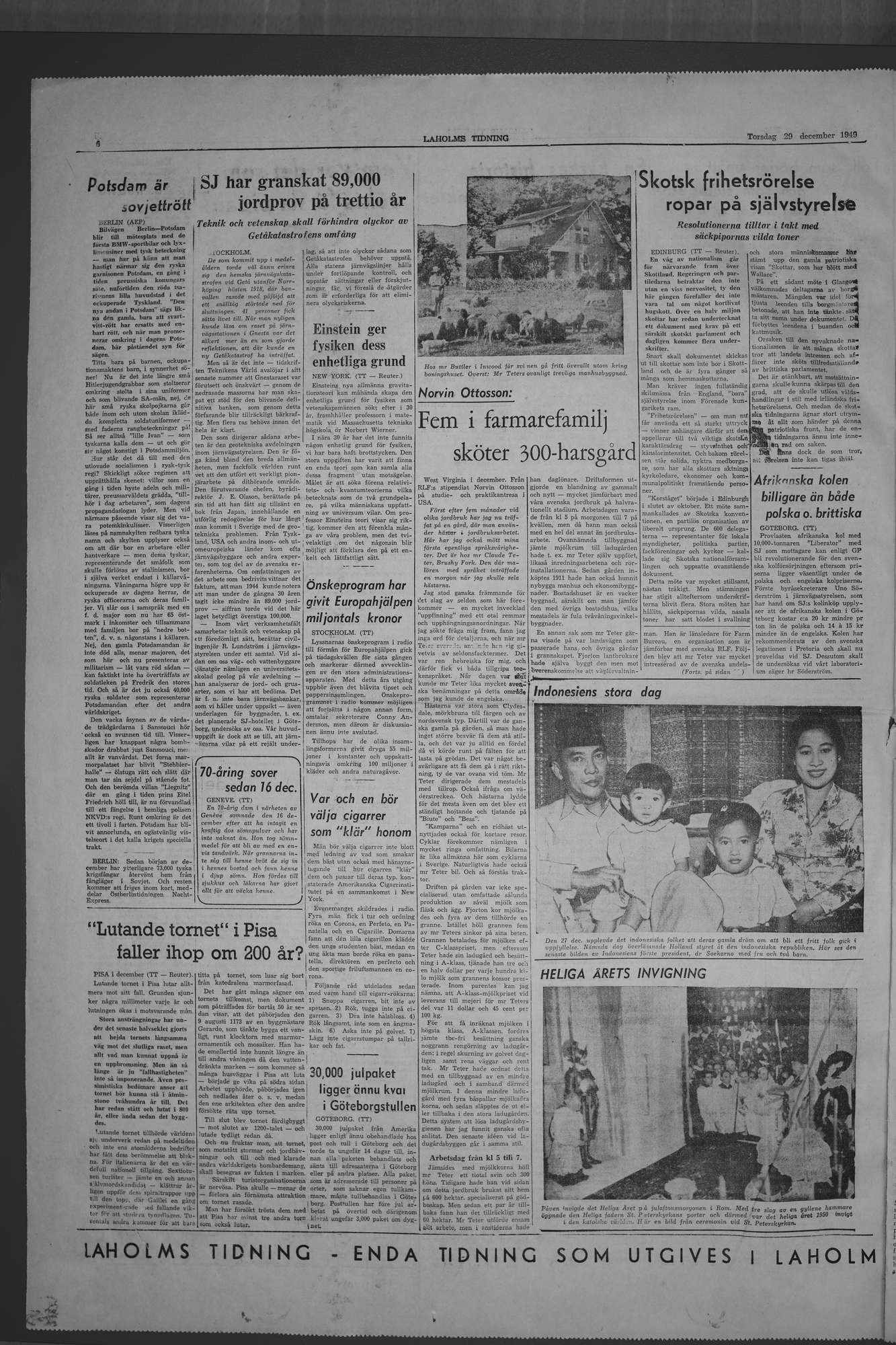 Laholms Tidning Torsdag 29 december 1949, sida 6