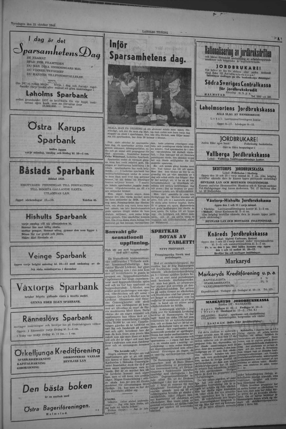 Laholms Tidning Torsdag 31 oktober 1946, sida 5