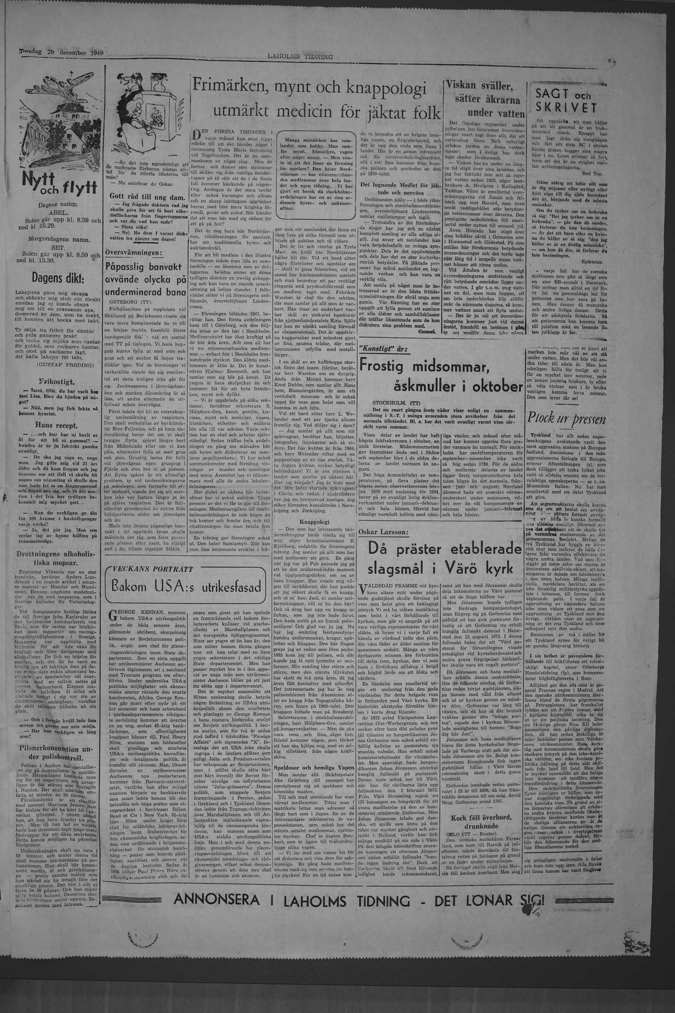Laholms Tidning Torsdag 29 december 1949, sida 7