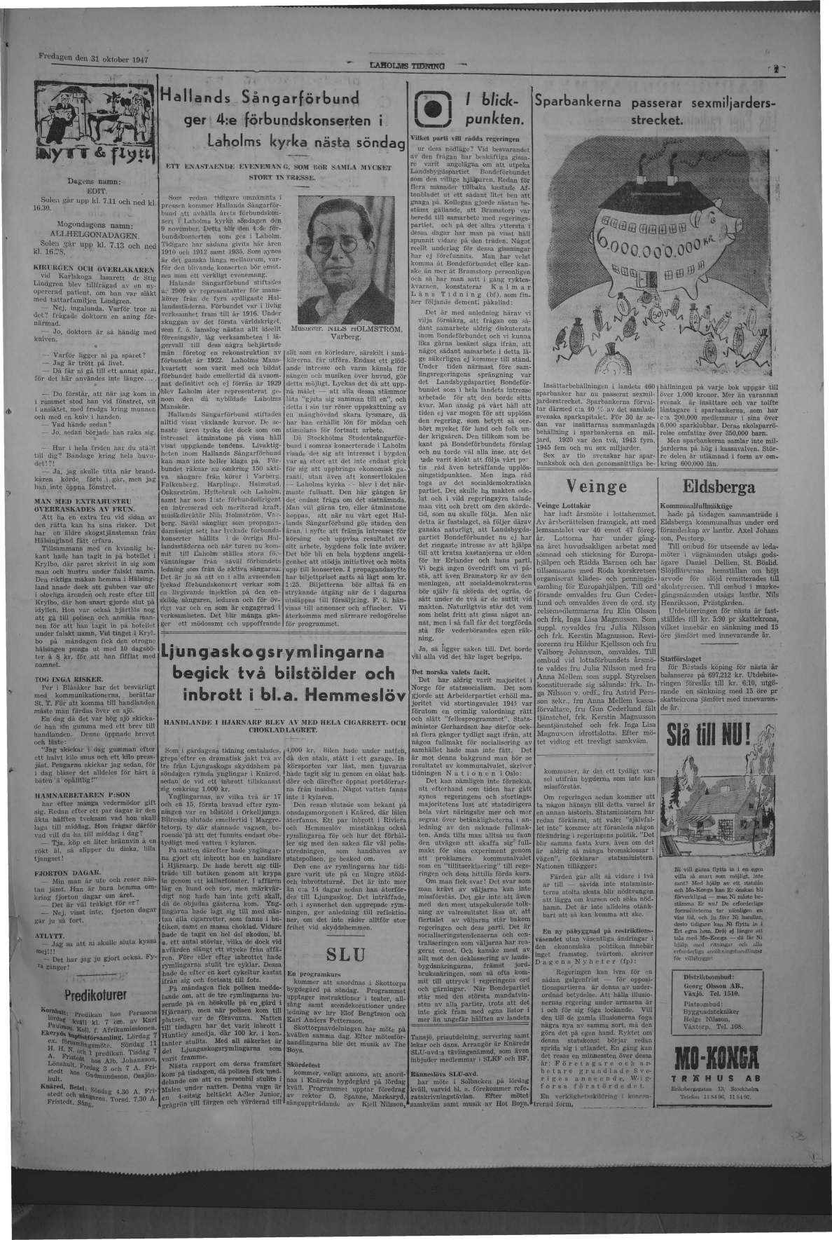 Laholms Tidning Fredag 31 oktober 1947, sida 7