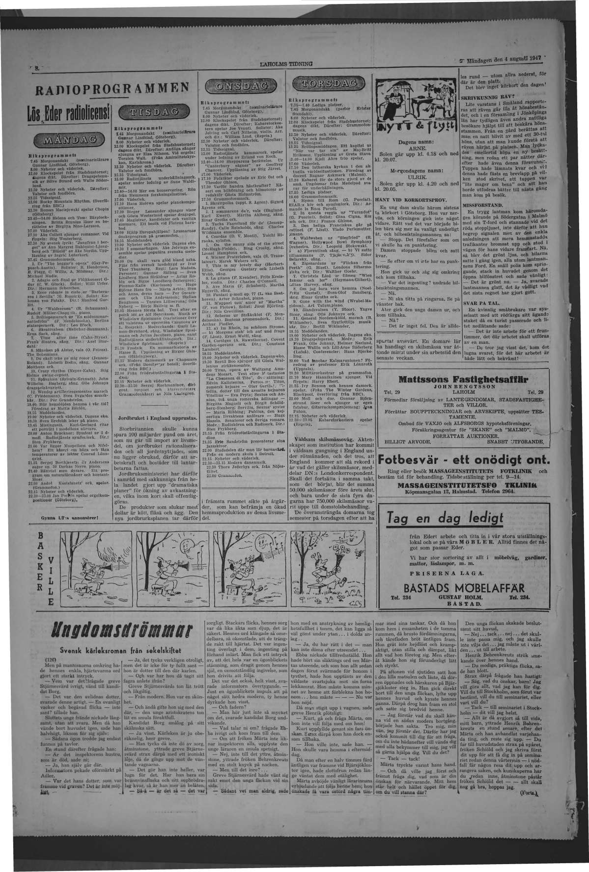 Laholms Tidning Måndag 4 augusti 1947, sida 8
