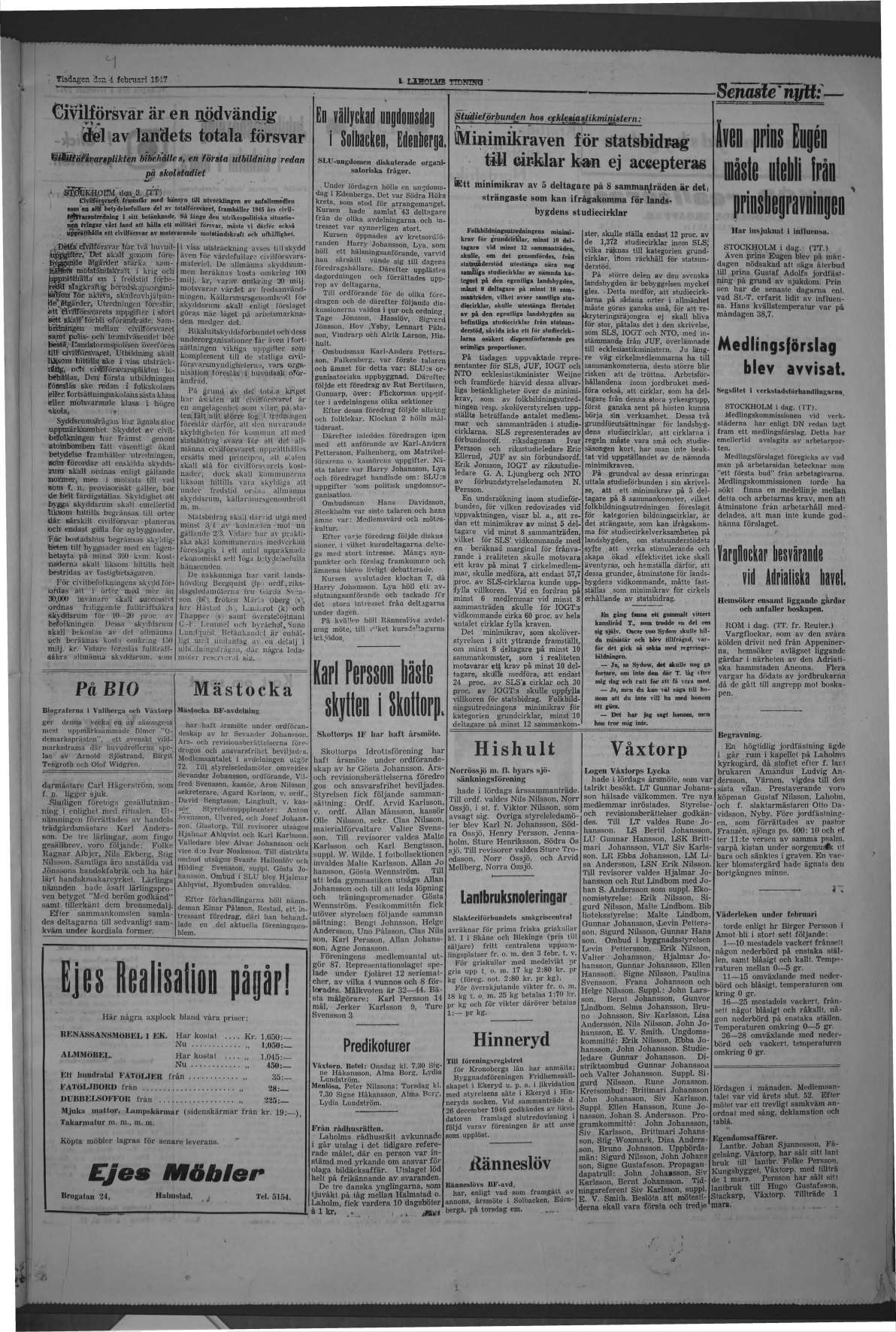 Laholms Tidning Tisdag 4 februari 1947, sida 3