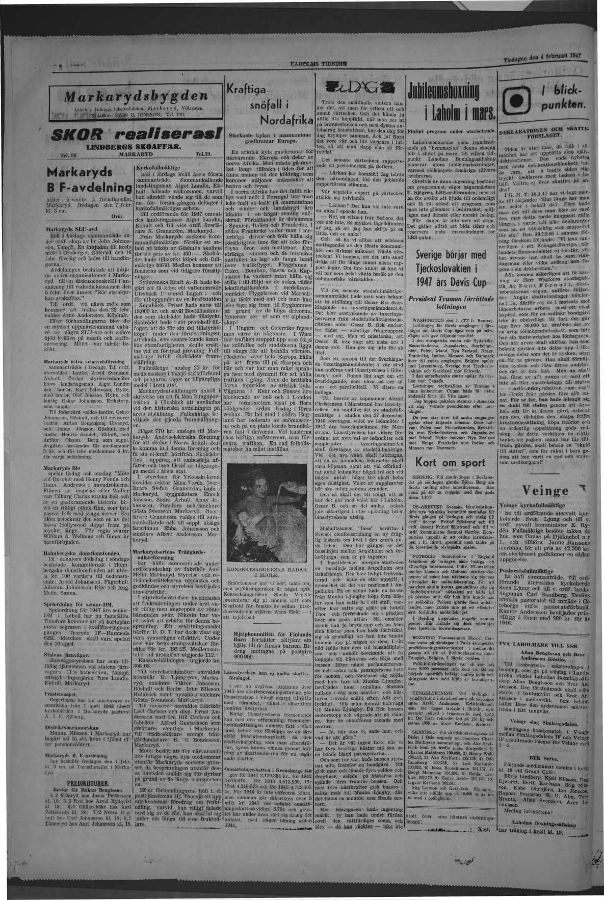 Laholms Tidning Tisdag 4 februari 1947, sida 4