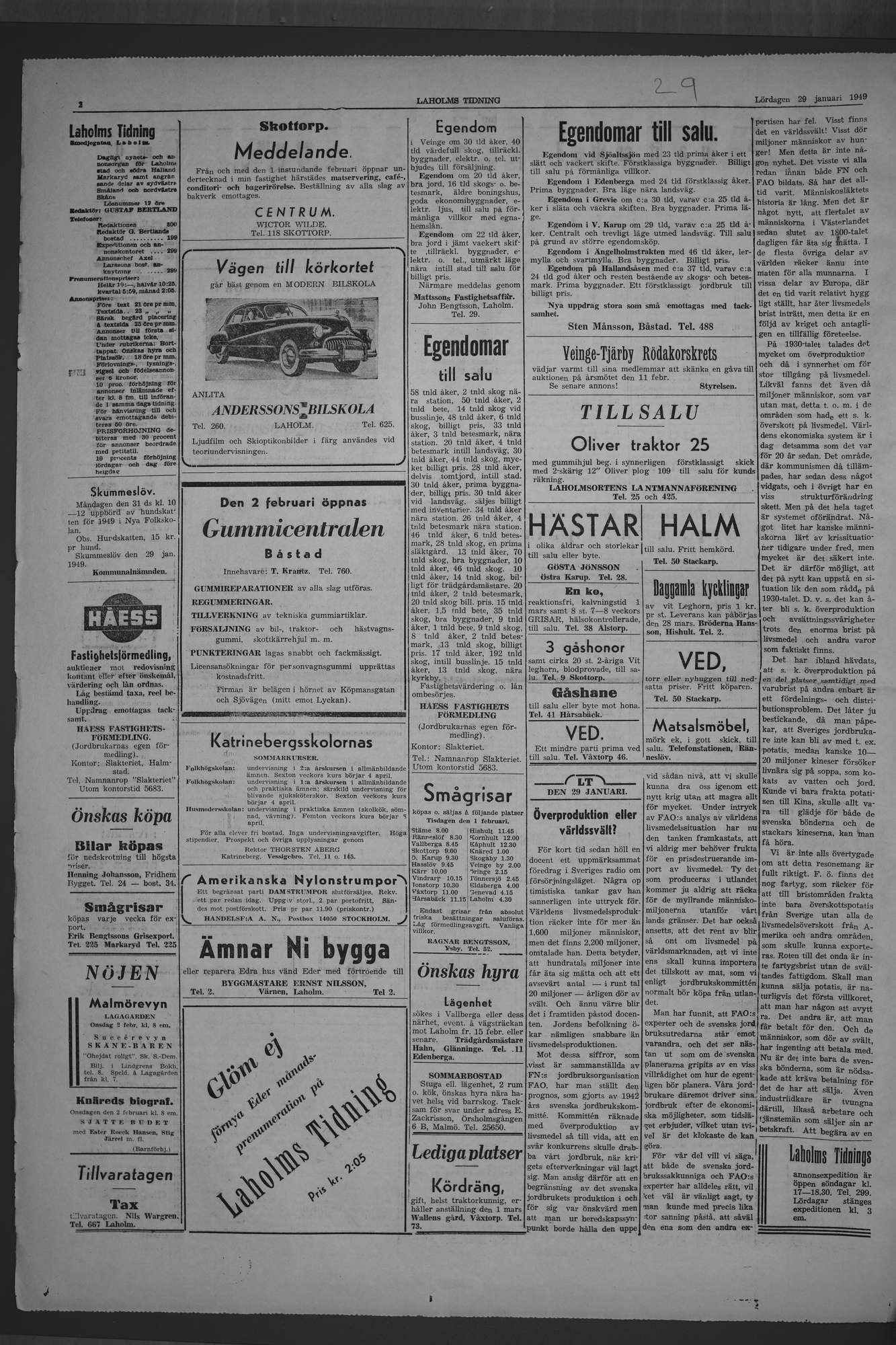 Laholms Tidning Lördag 29 januari 1949, sida 2