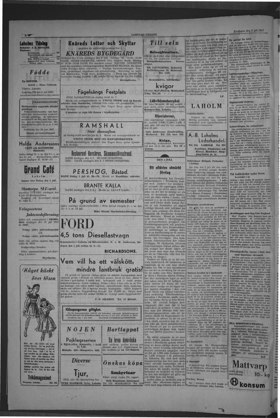 Laholms Tidning Fredag 4 juli 1947, sida 2