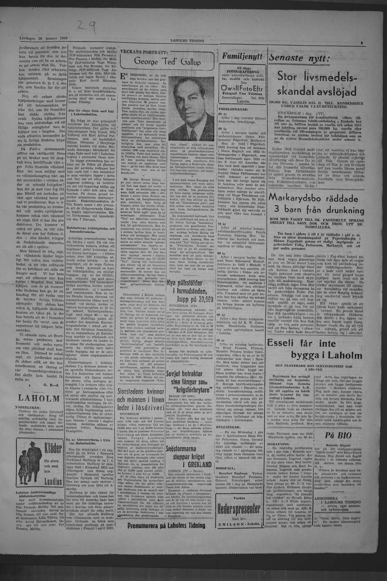 Laholms Tidning Lördag 29 januari 1949, sida 3