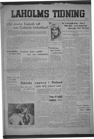 Förstasidan, Tisdag 4 mars 1947