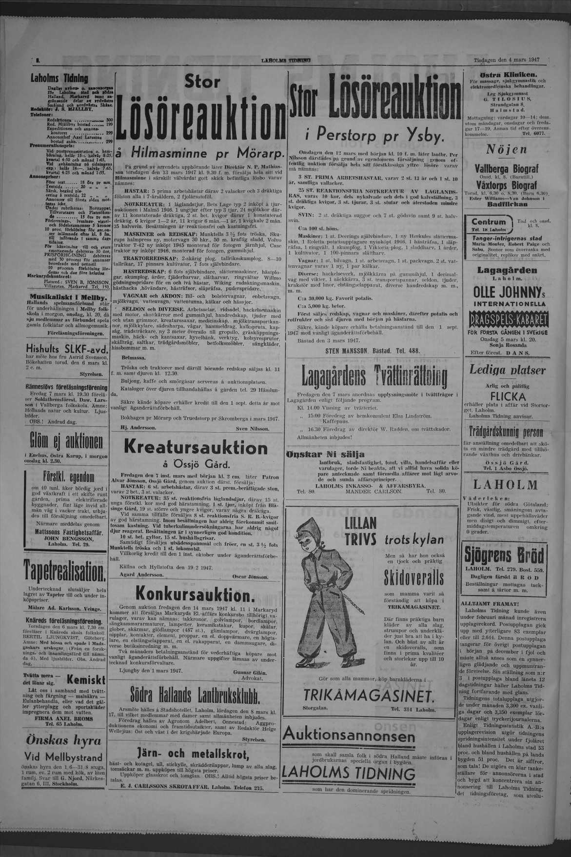 Laholms Tidning Tisdag 4 mars 1947, sida 2