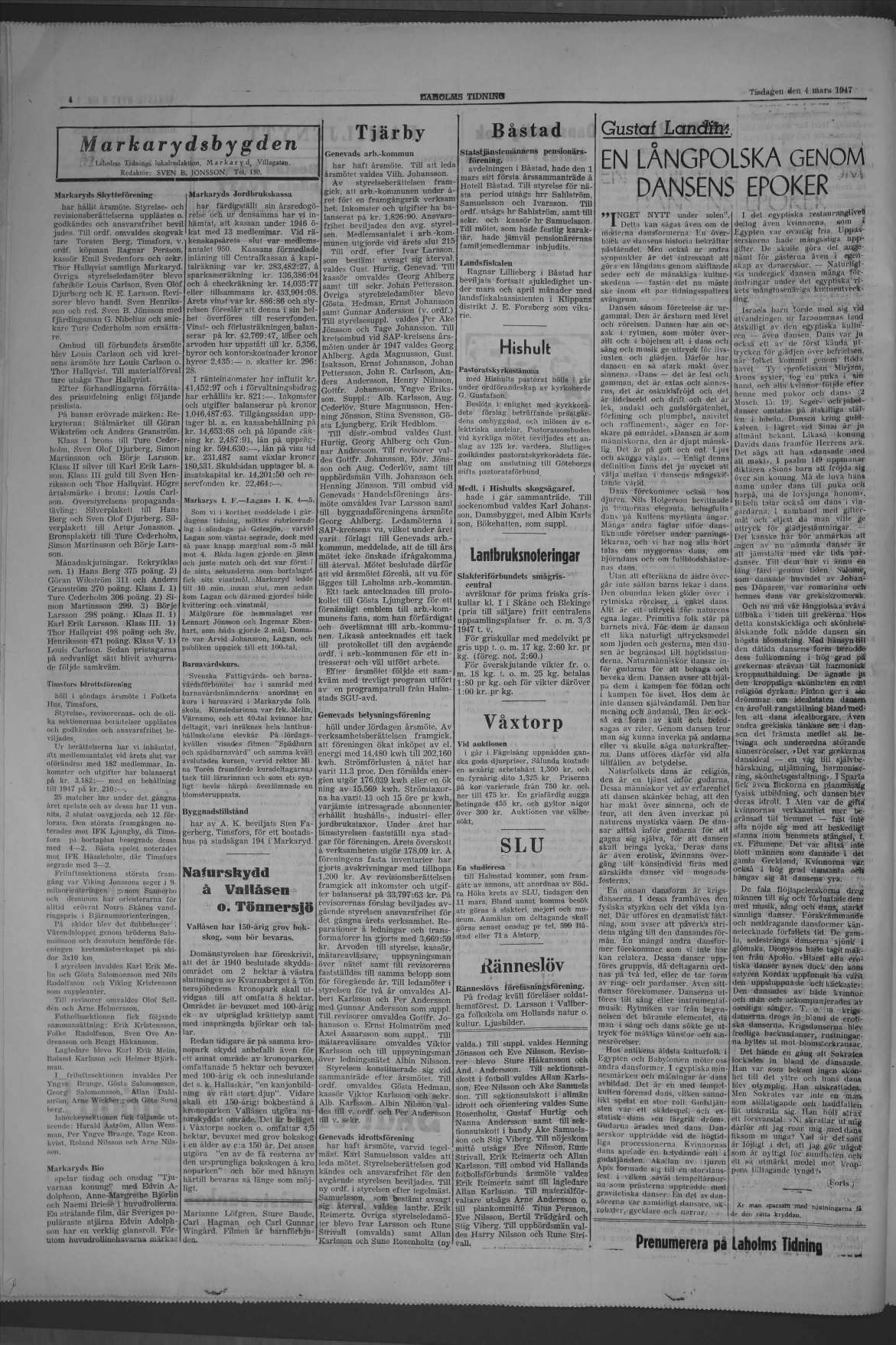 Laholms Tidning Tisdag 4 mars 1947, sida 4