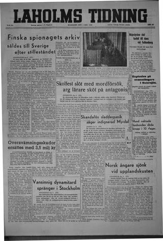 Förstasidan, Måndag 4 november 1946