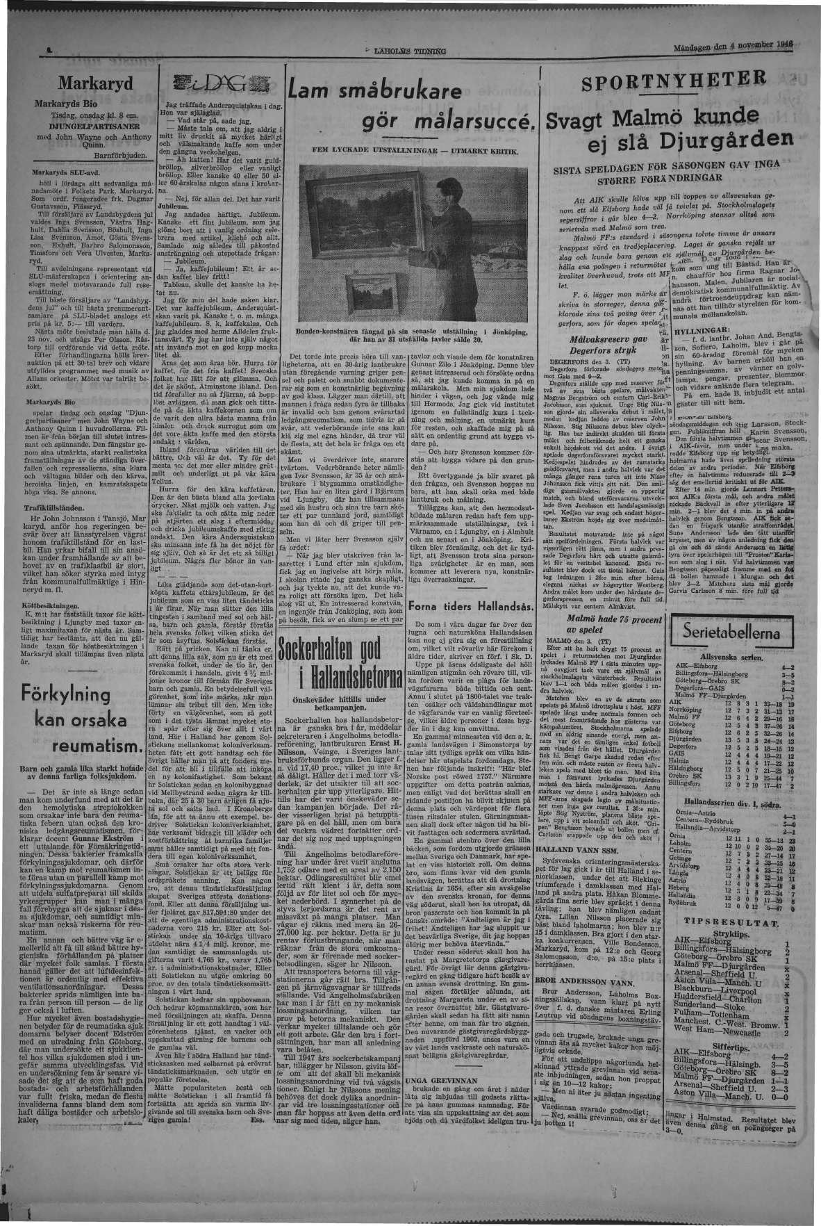 Laholms Tidning Måndag 4 november 1946, sida 4
