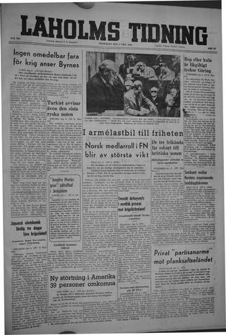 Förstasidan, Fredag 4 oktober 1946