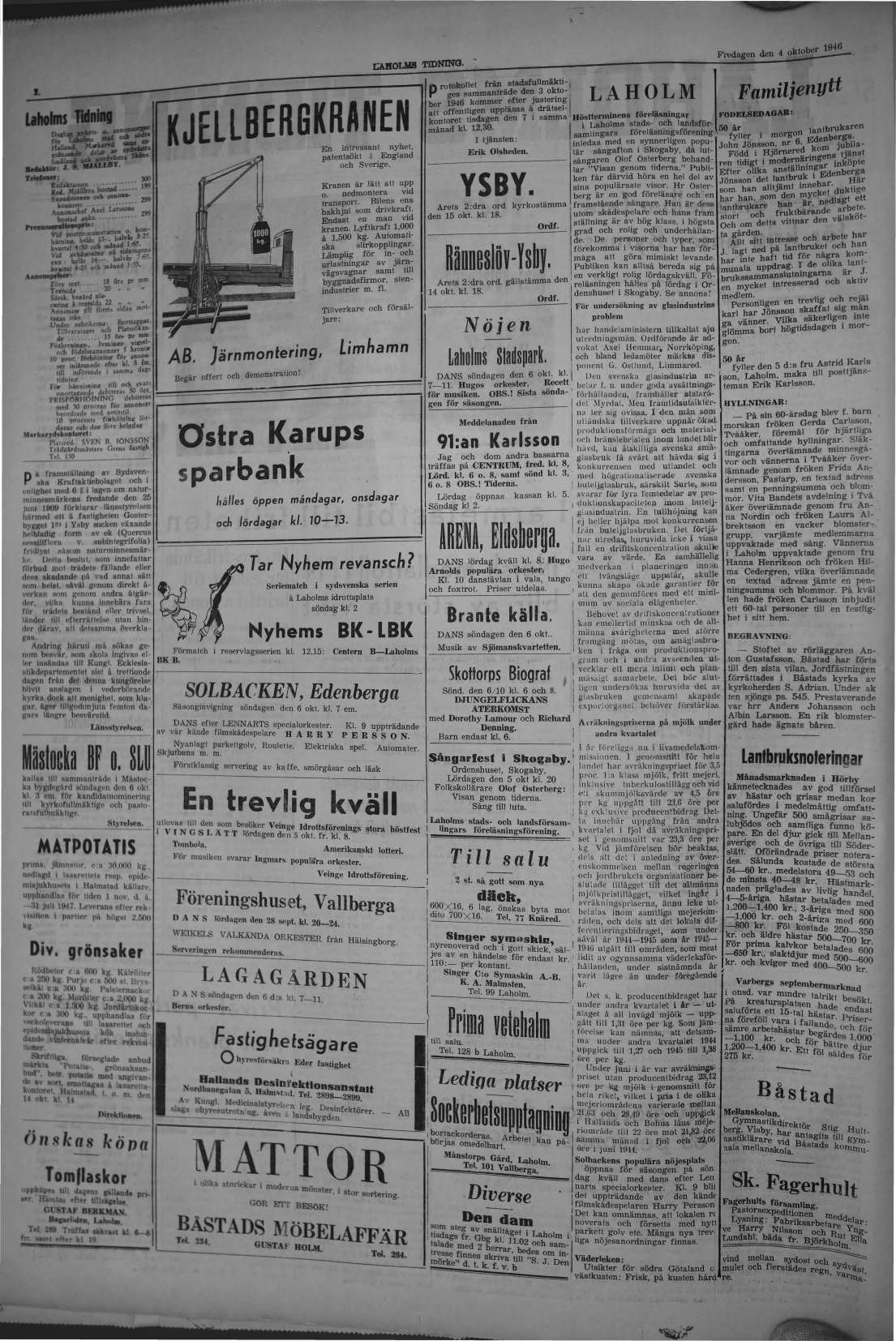 Laholms Tidning Fredag 4 oktober 1946, sida 2