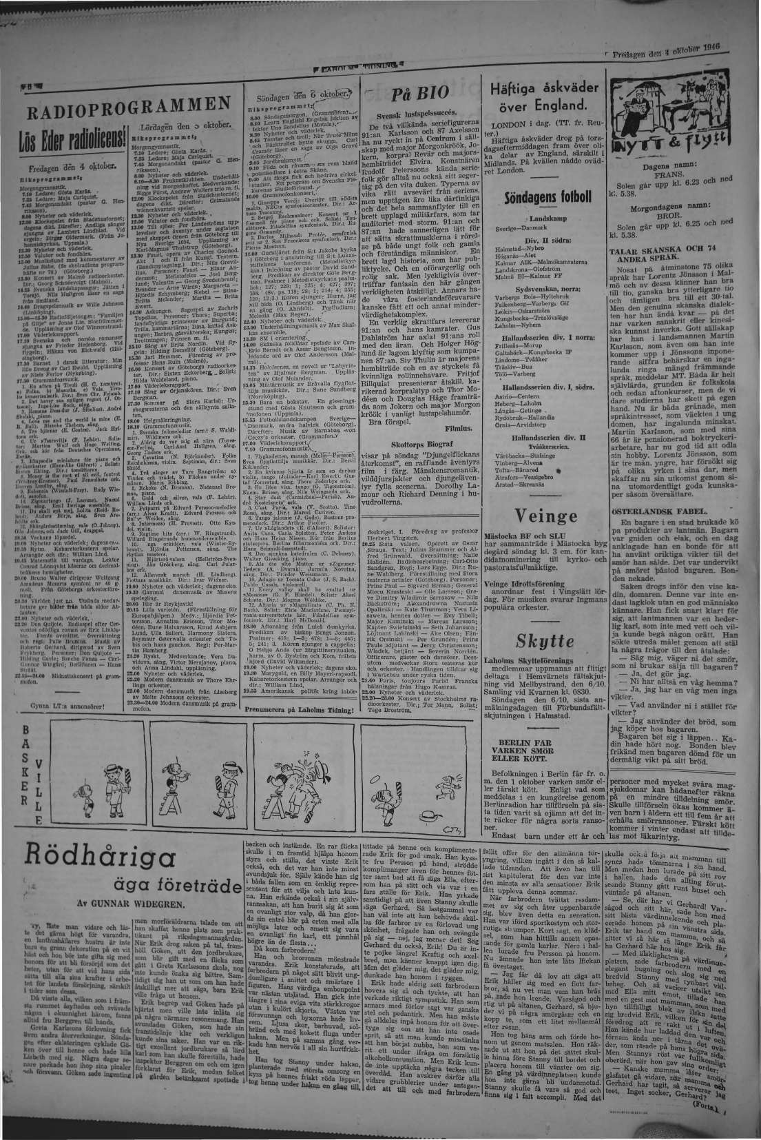 Laholms Tidning Fredag 4 oktober 1946, sida 6