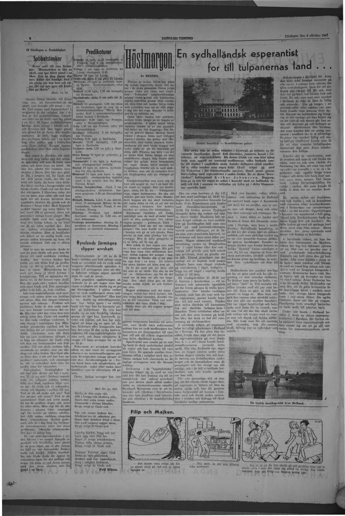 Laholms Tidning Lördag 4 oktober 1947, sida 6