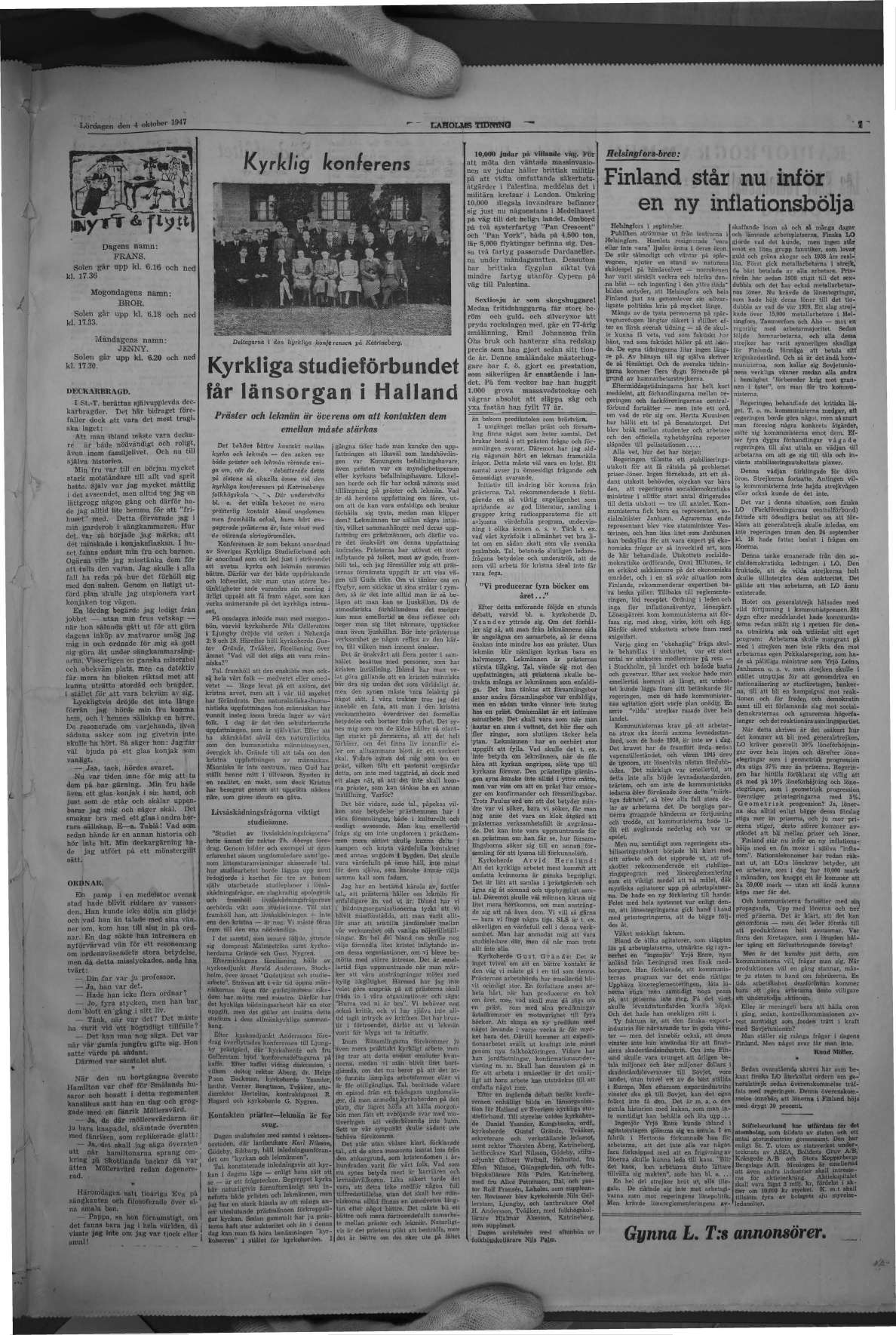 Laholms Tidning Lördag 4 oktober 1947, sida 7